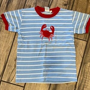 Luigi Kids Striped Kids Tee with Crab Appliqué
